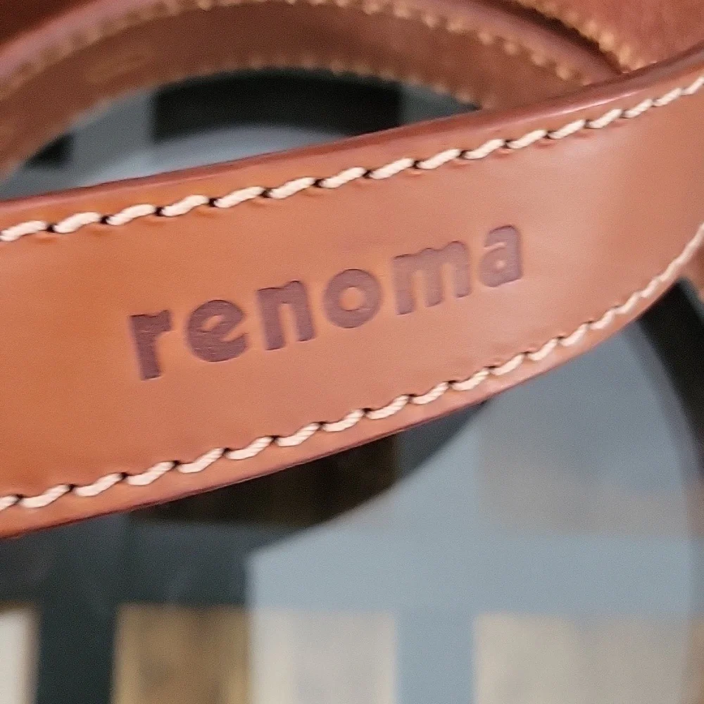 Brown Leather Renoma Paris Made Italy Genuine Belt Unisex Logo New Handmade L,XL